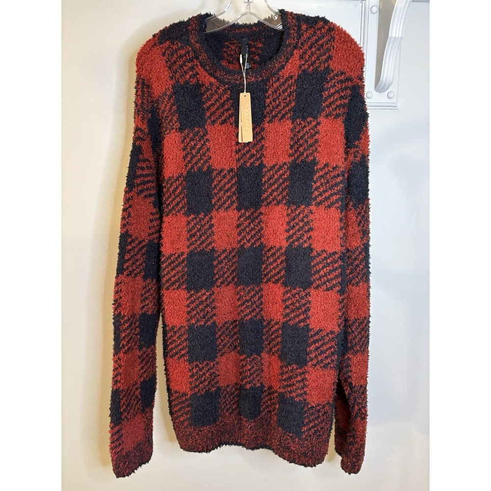 NWT SKIMS‎ Unisex Pullover in Red Brick Buffalo Check 2X 3X Plaid Cozy